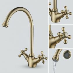 Aquanello Heritage Ascot Klassische Küche – Nostalgischer Küchenarmatur in Bronze mit rundem Auslauf BN-4003-HA